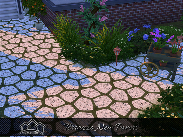 Sims 4 — Terrazzo New Pavers 1 by Emerald — Adds a warm, calming visual depth and timeless elegance to outdoor spaces