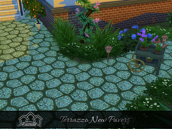 Sims 4 — Terrazzo New Pavers 2 by Emerald — Adds a warm, calming visual depth and timeless elegance to outdoor spaces