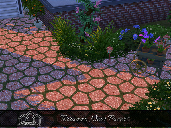 Sims 4 — Terrazzo New Pavers 3 by Emerald — Adds a warm, calming visual depth and timeless elegance to outdoor spaces