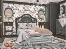 Sims 4 — Calla - Bedroom by Rirann — Calla is a cozy bedroom in black, white, beige, and pink colors