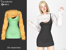 Sims 4 — Marlowe Mini Dress with Cropped Long Sleeve Top by talarian — Fitted mini dress with thin shoulder straps paired