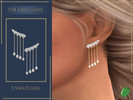 Sims 4 — Layla Diamond Earrings by Pitted0live — Diamond earrings with pearl drops Custom catalog image