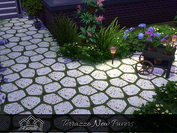 Sims 4 — Terrazzo New Pavers 4 by Emerald — Adds a warm, calming visual depth and timeless elegance to outdoor spaces