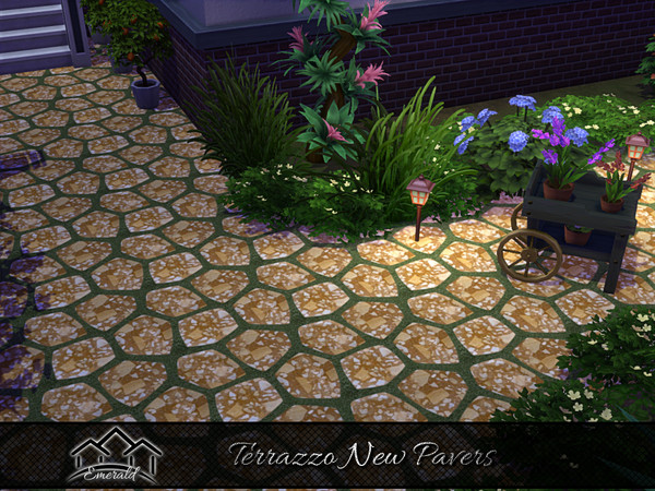Sims 4 — Terrazzo New Pavers 5 by Emerald — Adds a warm, calming visual depth and timeless elegance to outdoor spaces