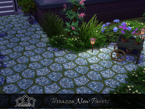 Sims 4 — Terrazzo New Pavers 6 by Emerald — Adds a warm, calming visual depth and timeless elegance to outdoor spaces