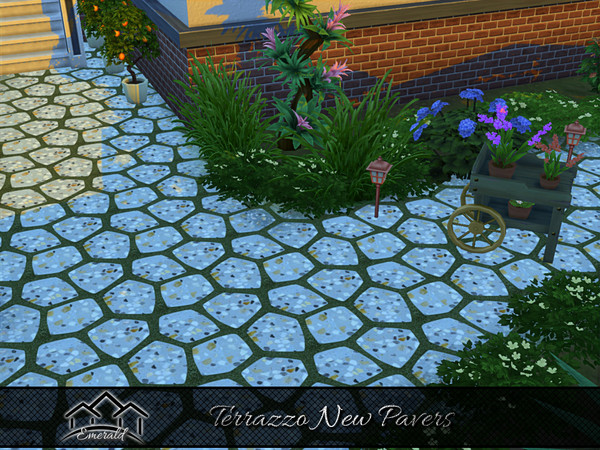 Sims 4 — Terrazzo New Pavers 7 by Emerald — Adds a warm, calming visual depth and timeless elegance to outdoor spaces