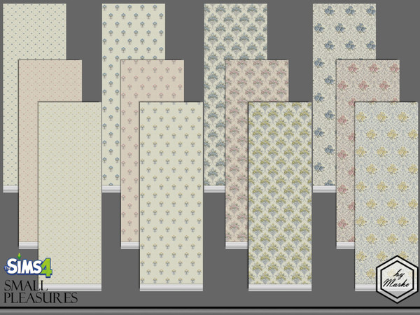 Sims 4 — cozy Provence 01, 02 by Marko_An — Wallpaper for a cozy room with floral patterns