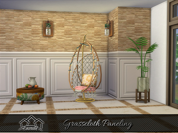 Sims 4 — Grasscloth Paneling 1 by Emerald — Creating cozy sophisticated atmospheres with grasscloth paneling.