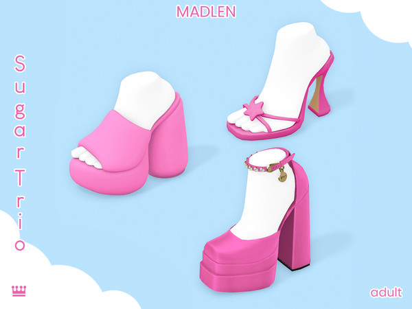 Sims 4 — Sugar Trio (Shoe Set) by Madlen — Inspired by Barbiecore, I present to you the "Sugar Trio" set. This