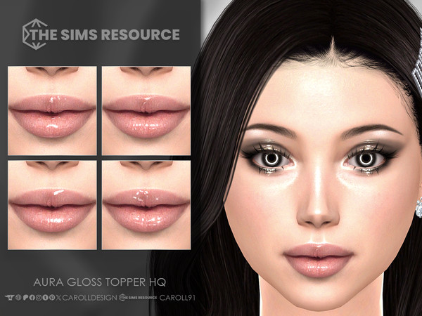Sims 4 — Aura Gloss Topper HQ by Caroll912 — A mini set of 4 Lipstick Gloss Toppers. Suited for Teen-Elders and all