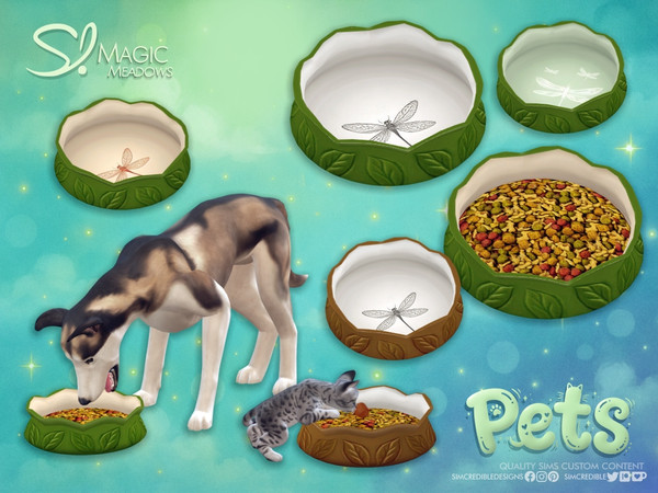 Sims 4 — Magic Meadows Pets Bowl by SIMcredible! — We've expanded our Magic Meadows collection to include enchanted