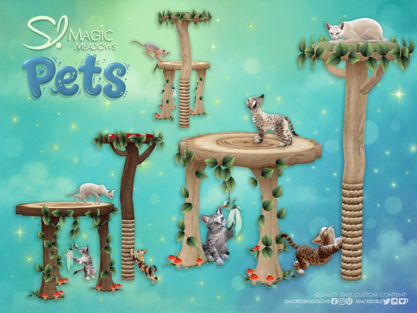 Sims 4 — Magic Meadows Pets Cat Condo by SIMcredible! — We've expanded our Magic Meadows collection to include enchanted