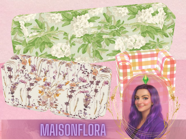 Sims 4 — GC Maisonflora Sofa by gokcemsims — Bring a touch of elegance to your Sims living spaces with the Maisonflora