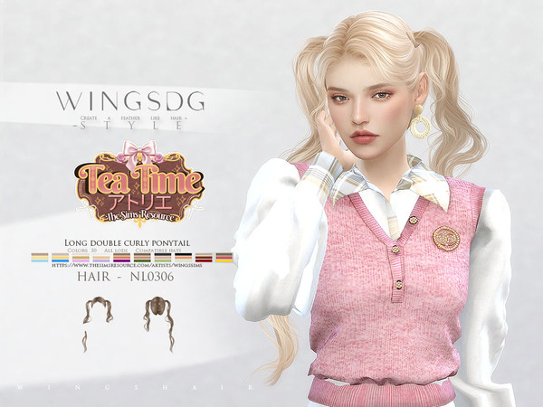 Sims 4 — WINGS-NL0306-Long double curly ponytail by wingssims — Colors:30