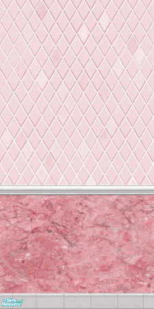 Sims 2 — D2DMarble Tile - Red by D2Diamond — Marble tile base and Diamond tile wall.