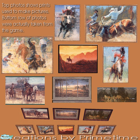 Sims 2 — PrimetimeCowboyPaintings by Primetime024 — Here is a set of 8 cowboy paintings for your sims to enjoy.