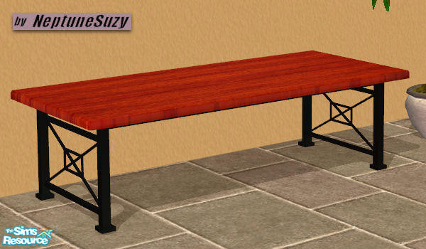 Sims 2 — The SimPatio Coffee Table - Redwood  by Neptunesuzy — Your Sims will Love this Redwood Coffee Table! Perfect for