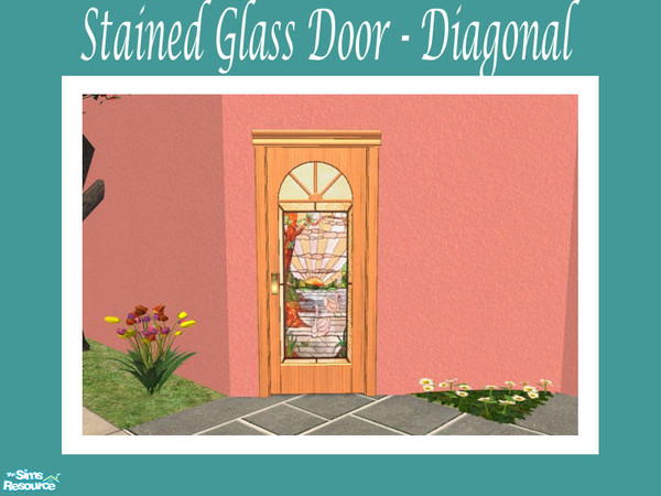 Sims 2 — Stained Glass Door -  Diagonal by Shakeshaft — Part of a set of stained glass windows and doors, set includes 6