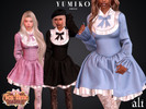 Sims 4 — Tea Time Atelier - YUMIKO dress by ali1 — Long-sleeve Collar dress with ruffle and bow detail