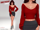 Sims 4 — Long-sleeve blouse (sweetheart street set) by Layla — Female off-shoulder blouse This set was release early on
