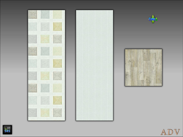 Sims 4 — ADV_Mabra_s4WallFloorSet76_floor by MABRA2 — 2 wallpapers with a matching floor
