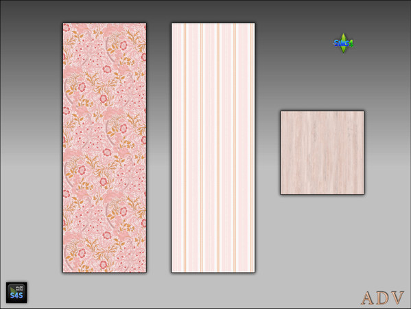 Sims 4 — ADV_Mabra_s4WallFloorSet78 by MABRA2 — 2 wallpapers with a matching floor