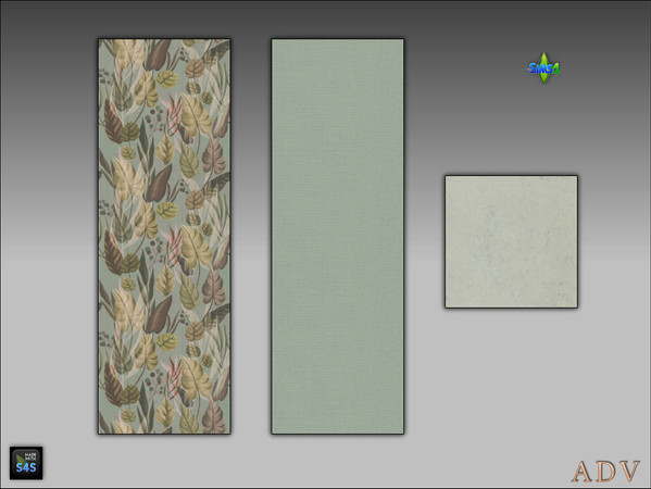 Sims 4 — ADV_Mabra_s4WallFloorSet80 by MABRA2 — 2 wallpapers with a matching floor