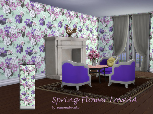 Sims 4 — Spring Flower Love3A by matomibotaki — Welcome spring with a cheerful floral wallpaper, all 3 wallpapers