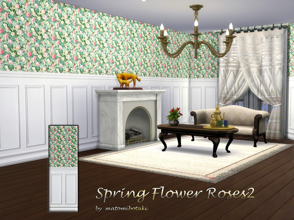 Sims 4 — Spring Flower Roses2 by matomibotaki — Fresh spring floral wallpapers, all 3 wallpapers available in 2