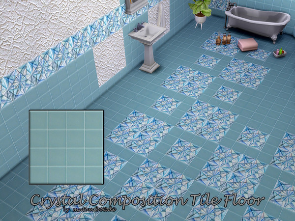 Sims 4 — Crystal Composition Tile Floor by matomibotaki — 3 coordinated tile flooring options, some combined with crystal