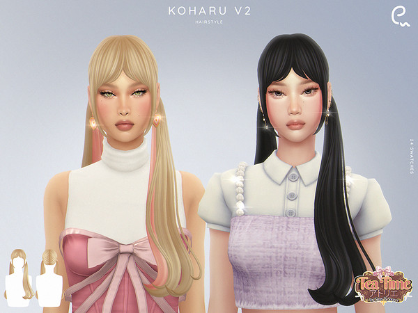 Sims 4 — Tea Time - Koharu Hairstyle V2 by Enriques4 — Description