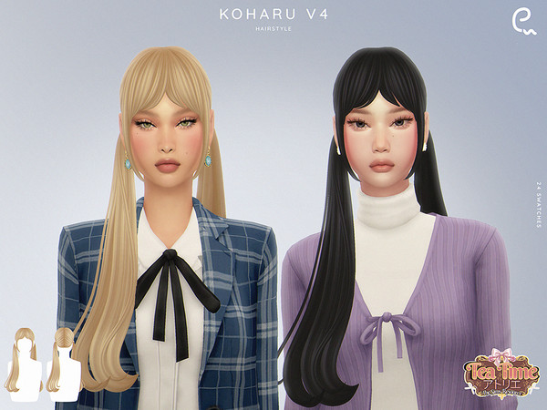 Sims 4 — Tea Time - Koharu Hairstyle V4 by Enriques4 — New Mesh