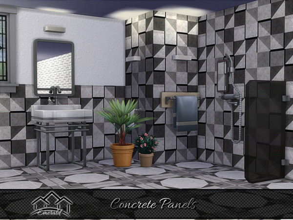 Sims 4 — Concrete Panels 4 by Emerald — Upgrade your walls with concrete panels for maximum durability and styles.