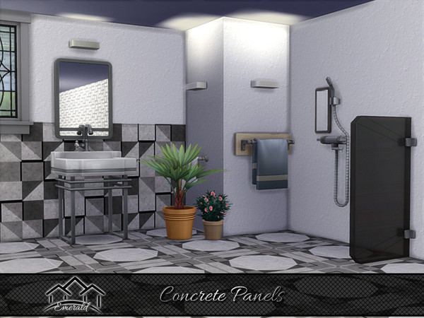 Sims 4 — Concrete Panels 5 by Emerald — Upgrade your walls with concrete panels for maximum durability and styles.
