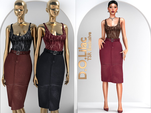 Sims 4 — Leopard Leather Set DO152 by DOLilac — Includes: (Top + Bottom)