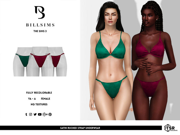 Sims 3 — Satin Ruched Strap Underwear by Bill_Sims — This pair of underwear features a satin material with ruched side