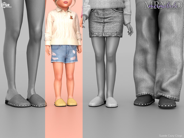 Sims 4 — MERMALADE Suede Cozy Clogs S705 (Toddler) by Mermalade — New Mesh