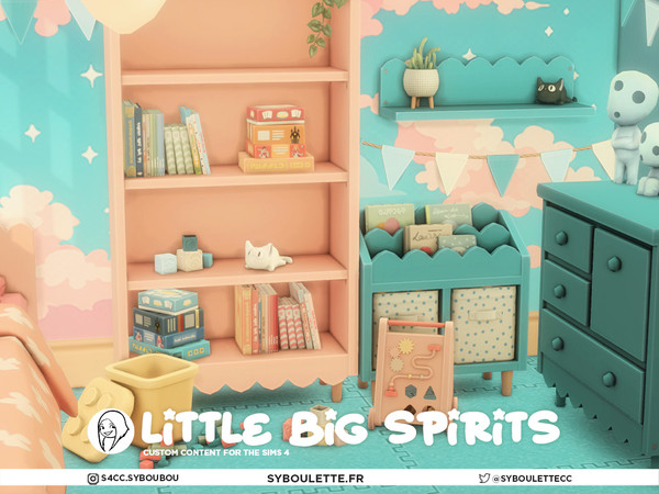 Sims 4 — Little Big Spirits - Crib by Syboubou — Little Big Spirits is a joyful kid bedroom CC set inspired by the soft