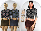 Sims 4 — Argyle Chic Set DO157 by DOLilac — Includes: (Top + Bottom)