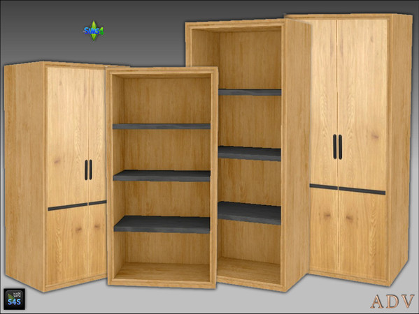 Sims 4 — ADV_Mabra_s4EntrywaySet02_tallcabinetopenv2 by MABRA2 — Tall open and closed cabinets 2 versions