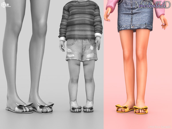 Sims 4 — MERMALADE Little Bow Sandals S710 (Child) by Mermalade — New Mesh