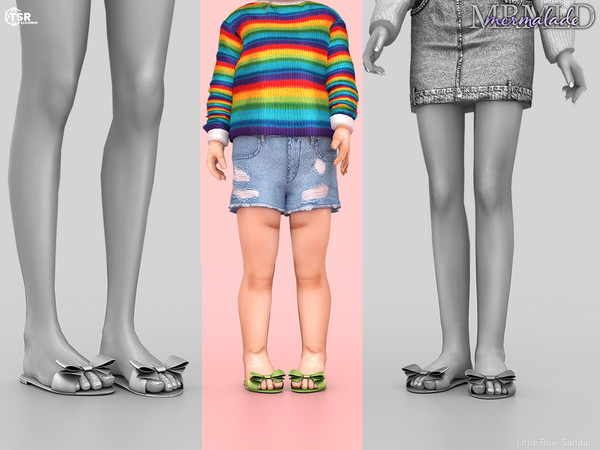Sims 4 — MERMALADE Little Bow Sandals S711 (Toddler) by Mermalade — New Mesh