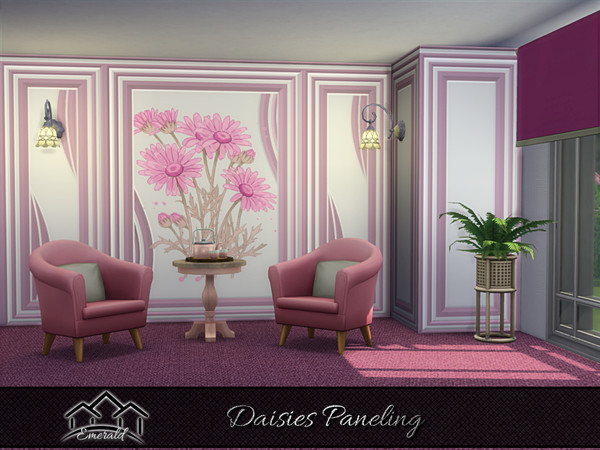Sims 4 — Daisies Paneling 1 by Emerald — Daisies symbolize joy, cheerfulness and represent the simplicity of happiness.