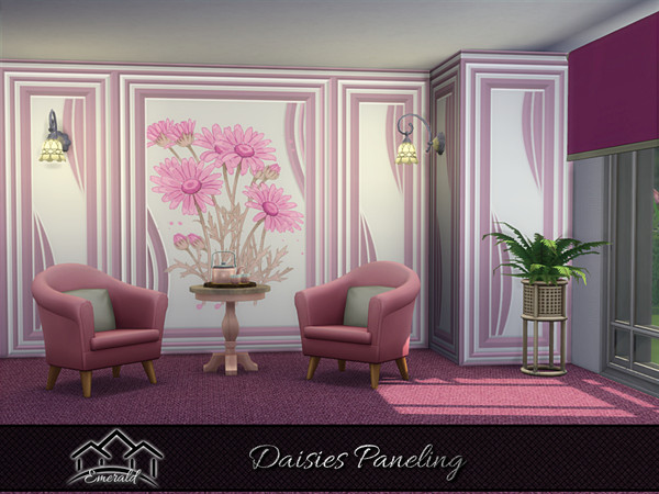 Sims 4 — Daisies Paneling 2 by Emerald — Daisies symbolize joy, cheerfulness and represent the simplicity of happiness.