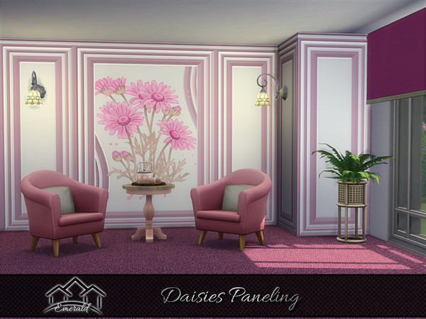Sims 4 — Daisies Paneling 3 by Emerald — Daisies symbolize joy, cheerfulness and represent the simplicity of happiness.