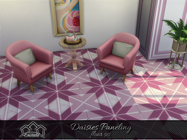 Sims 4 — Daisies Paneling floor 5 by Emerald — Daisies symbolize joy, cheerfulness and represent the simplicity of