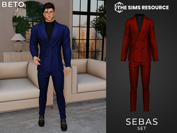 Sims 4 — Sebas - Set by Beto_ae0 — Formal and elegant attire for men, enjoy it
