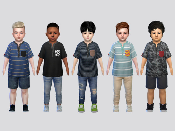 Sims 4 — Patterned Pocket Tee Toddler by McLayneSims — TSR EXCLUSIVE