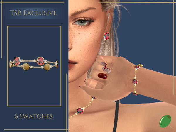 Sims 4 — Emerys Ruby Bracelet by Pitted0live — Chain bracelet with large rubies for the left hand Custom catalog image
