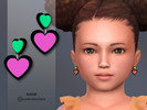 Sims 4 — Neon Heart Earrings Toddler by Suzue — New Mesh (Suzue)